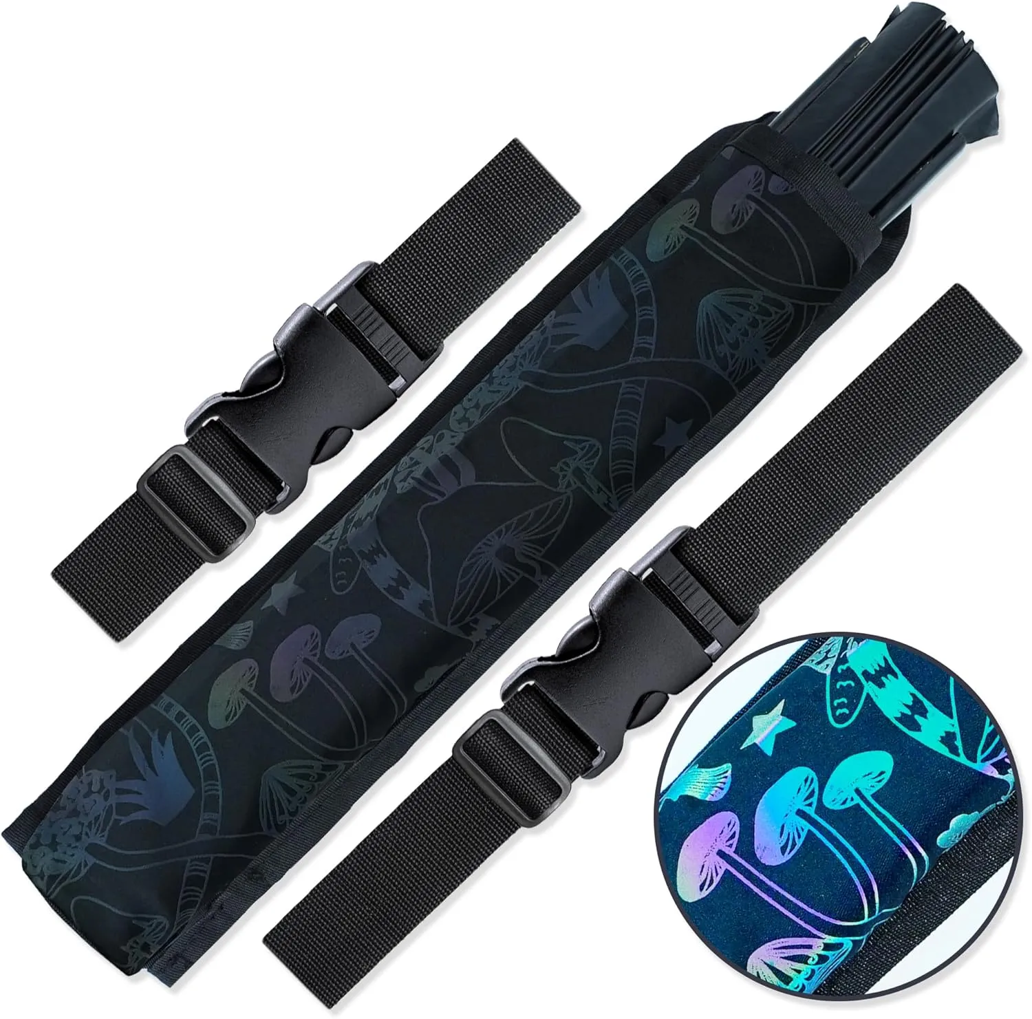 SoJourner Bags Rave Fan Holster - Rave Fan Holder - Rave Festival Accessories | Hand Fan Holder & thigh holster for Rave Essentials Shroom - Reflective