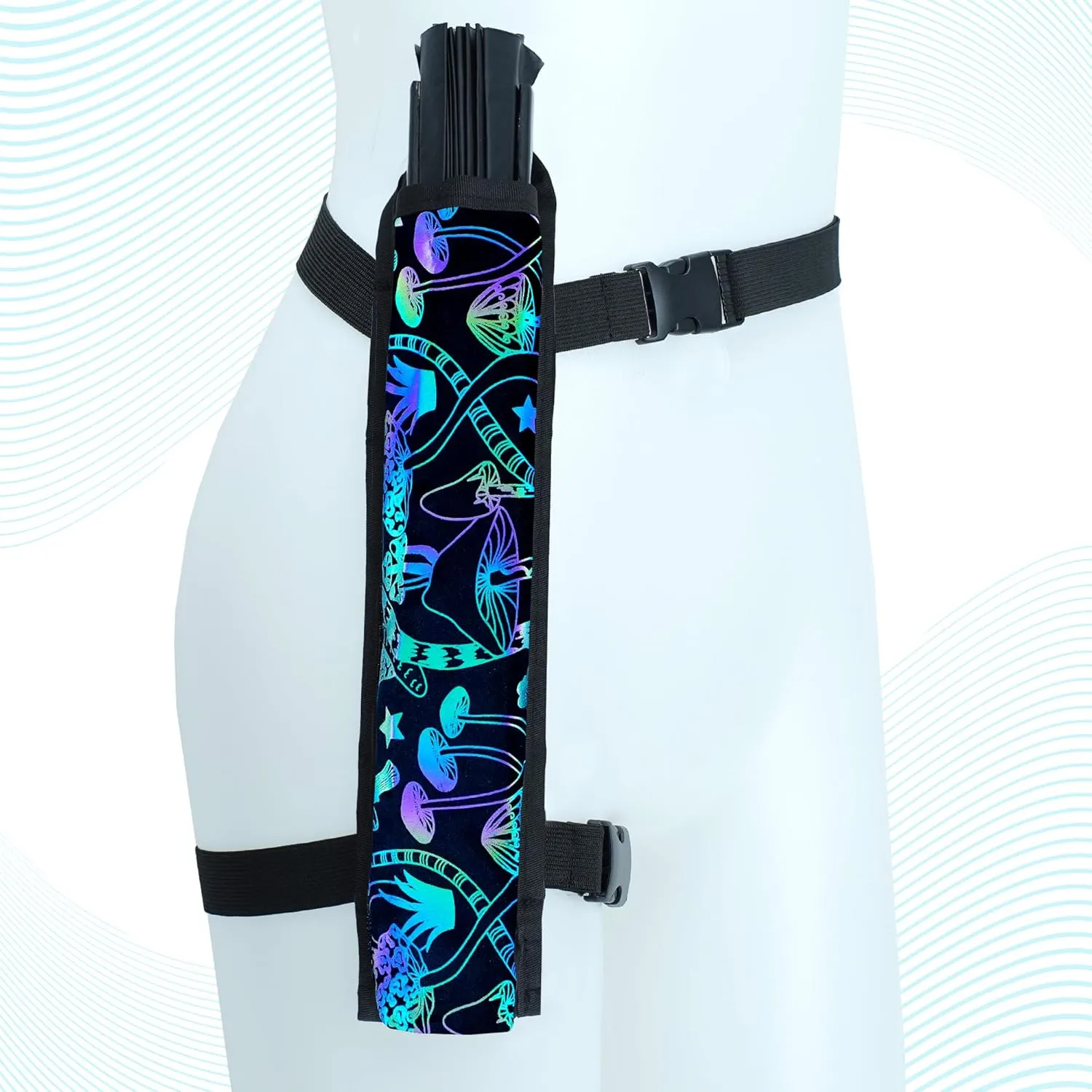 SoJourner Bags Rave Fan Holster - Rave Fan Holder - Rave Festival Accessories | Hand Fan Holder & thigh holster for Rave Essentials Shroom - Reflective