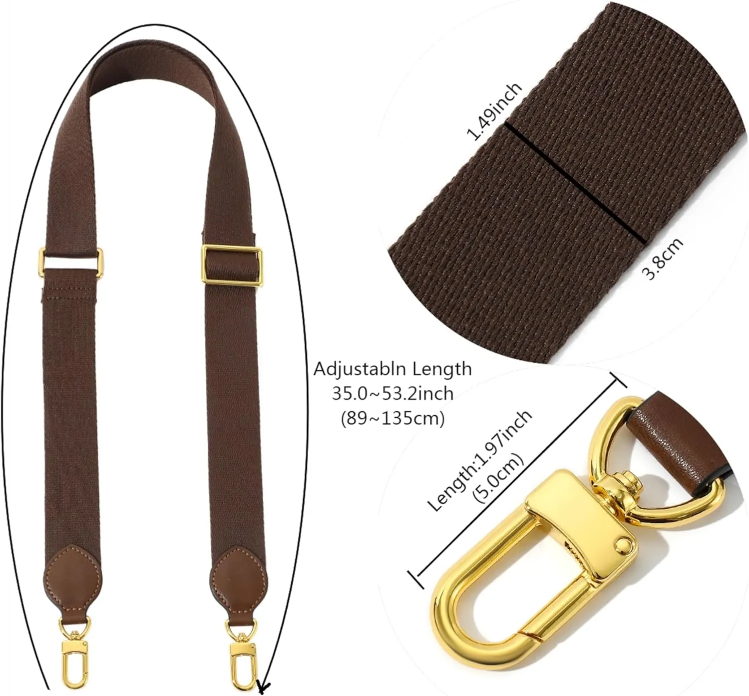 Solid Color Canvas Purse Strap Handbag Strap Adjustable Replacement Cross Bands