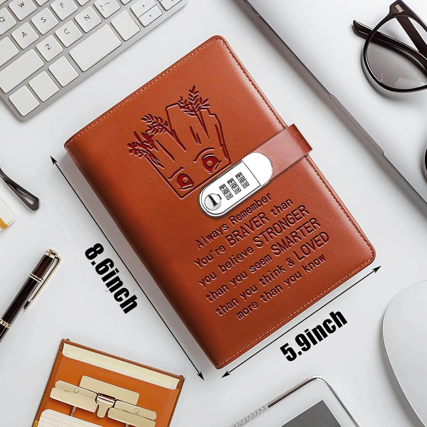 Spiderman Groot Fans Leather Combination Lock Notebook Always Remember You’re Braver Than You Believe Leather Locked Journal Notebook Super Spiderman Groot Fans Gifts (always remember)
