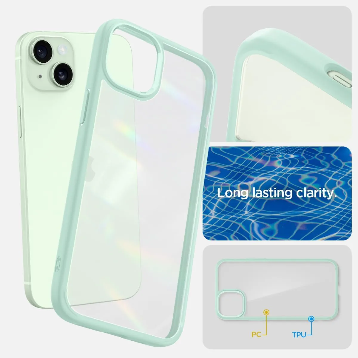 Spigen Ultra Hybrid Designed for iPhone 15 Case (2023) [Anti-Yellowing], [Military-Grade Protection] - Apple Green