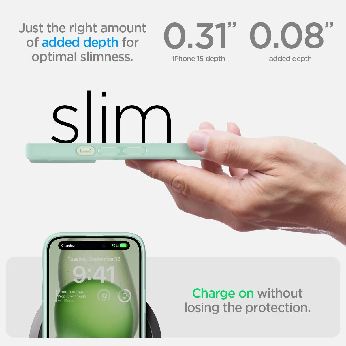 Spigen Ultra Hybrid Designed for iPhone 15 Case (2023) [Anti-Yellowing], [Military-Grade Protection] - Apple Green