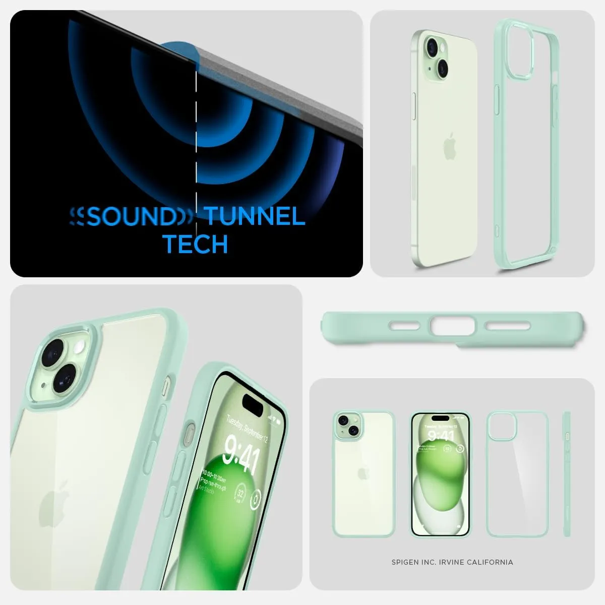Spigen Ultra Hybrid Designed for iPhone 15 Case (2023) [Anti-Yellowing], [Military-Grade Protection] - Apple Green