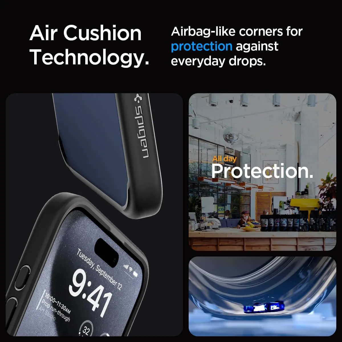 Spigen Ultra Hybrid Designed for iPhone 15 Pro Case (2023) [Anti-Yellowing], [Military-Grade Protection] - Matte Black