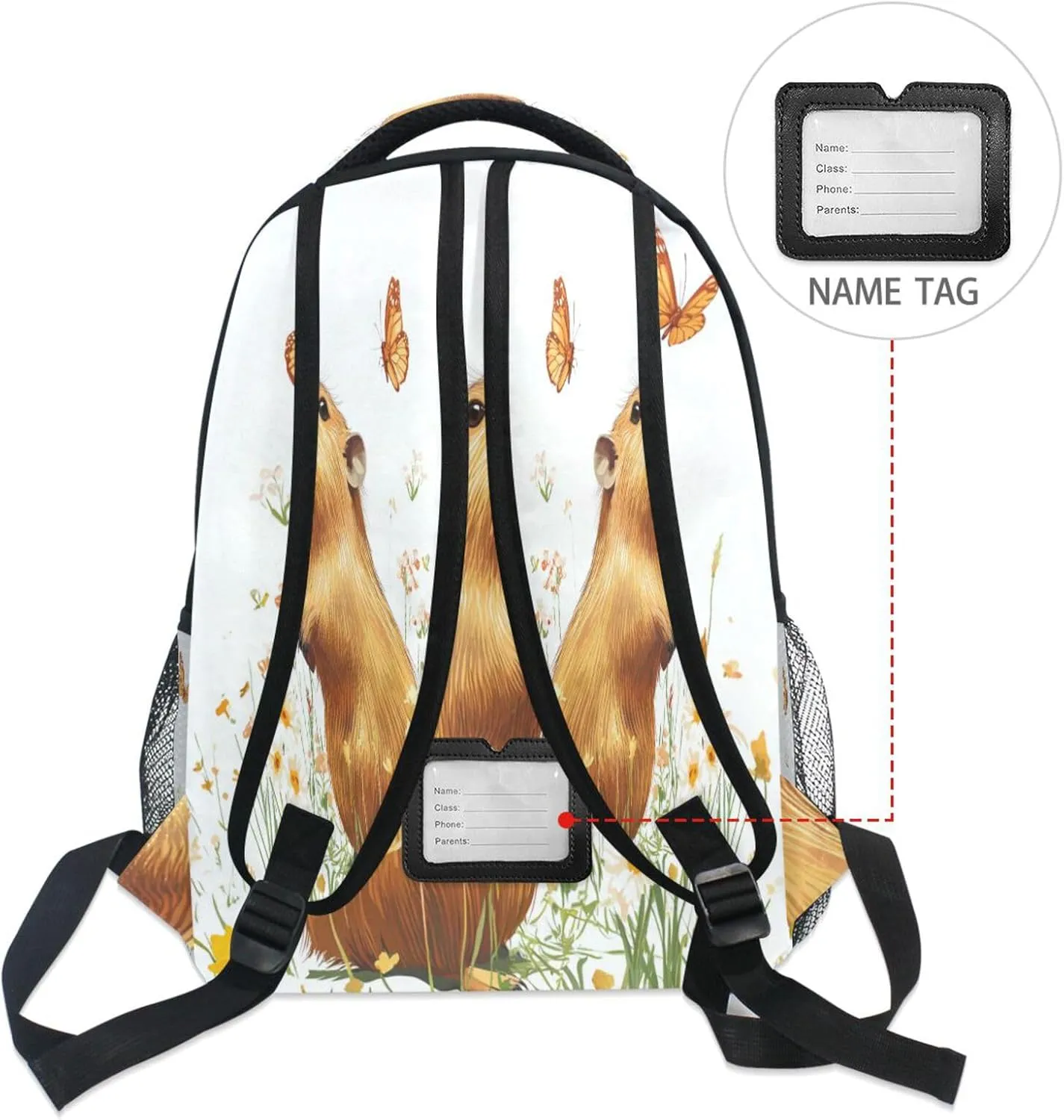 Sport Backpack for Teacher Nurse Fashion Business Work Bag with Chest Strap for Travel Trip Sweet Capybara White