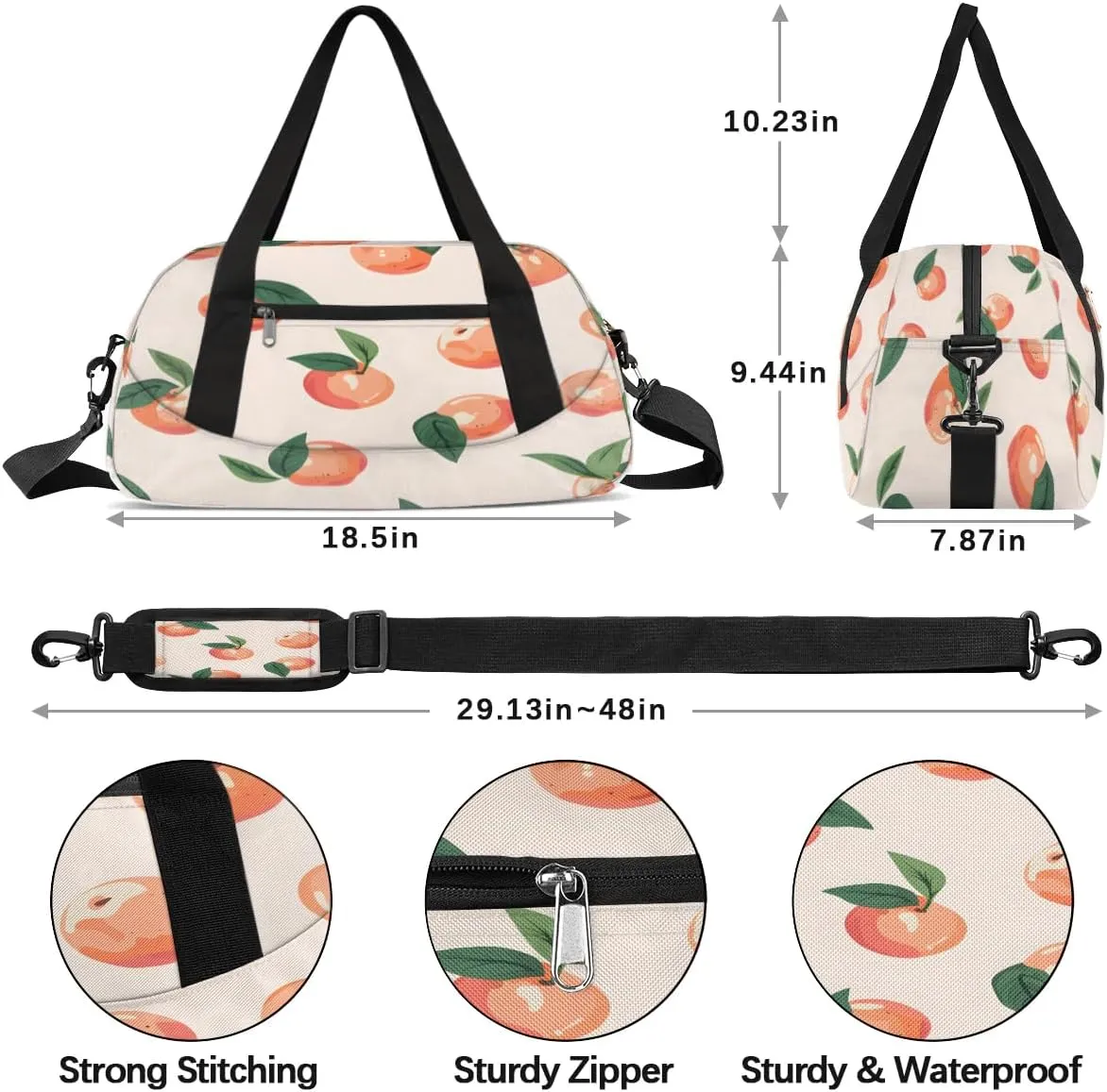 Sport Duffel Bag Sweet Peach Kids Gym Bag Weekender Overnight Bags for Boys Girls Teens Carry On Workout Travel Bag