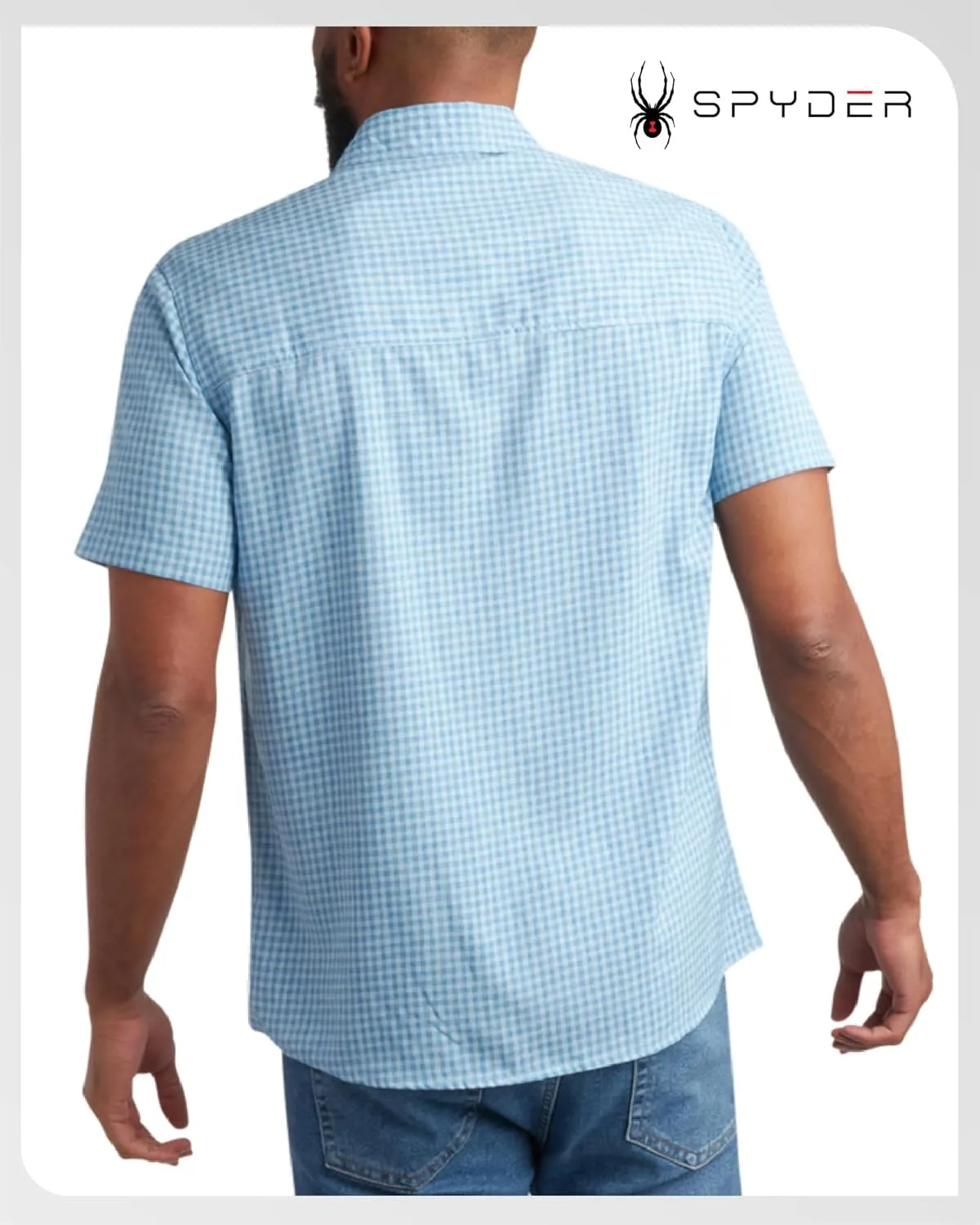 Spyder Mens Short Sleeve Button Down Shirts - Lightweight Plaid Casual Collared Wrinkle Free Dress Shirts for Men (Size S-XL)