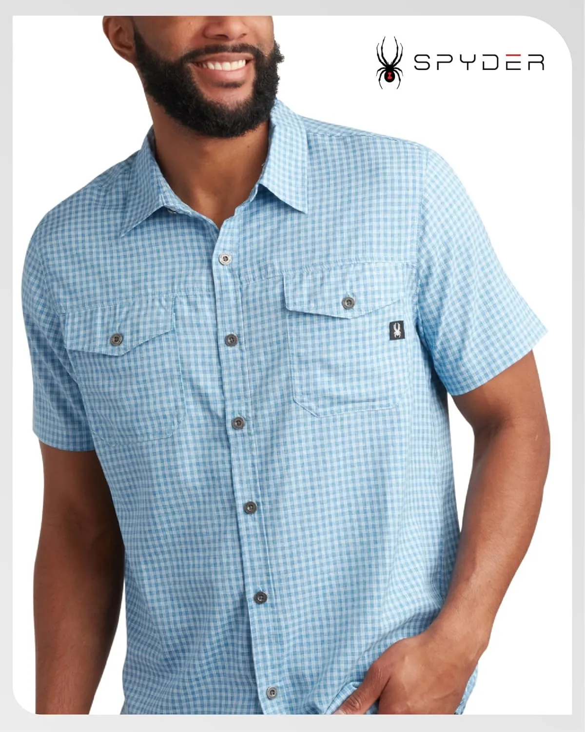 Spyder Mens Short Sleeve Button Down Shirts - Lightweight Plaid Casual Collared Wrinkle Free Dress Shirts for Men (Size S-XL)