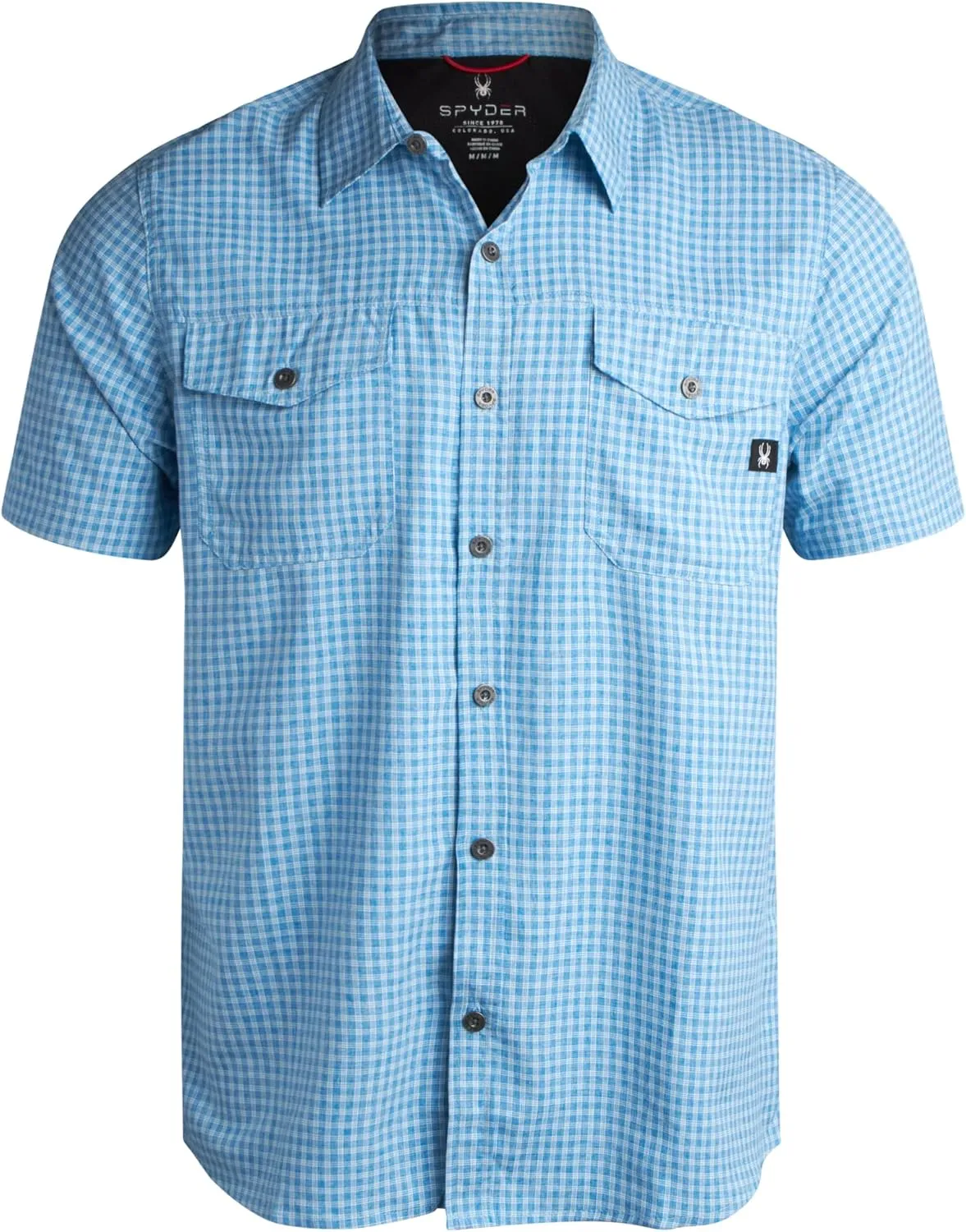 Spyder Mens Short Sleeve Button Down Shirts - Lightweight Plaid Casual Collared Wrinkle Free Dress Shirts for Men (Size S-XL)