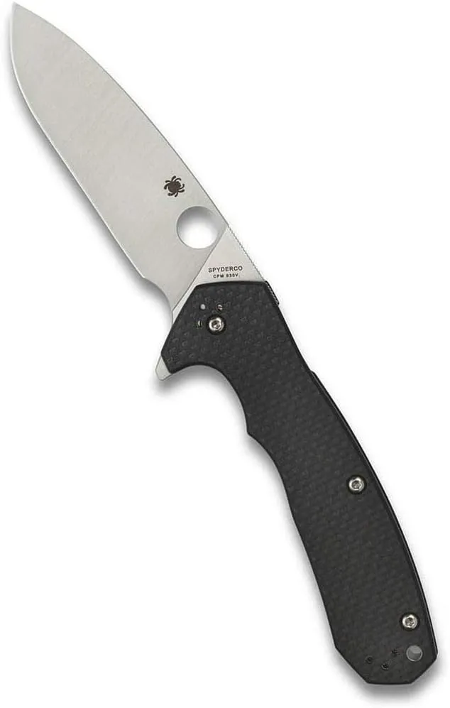 Spyderco Amalgam Premium Flipper Knife with 3.8" CPM S30V Stainless Steel Blade and Textured Carbon Fiber G-10 Handle - PlainEdge - C234CFP