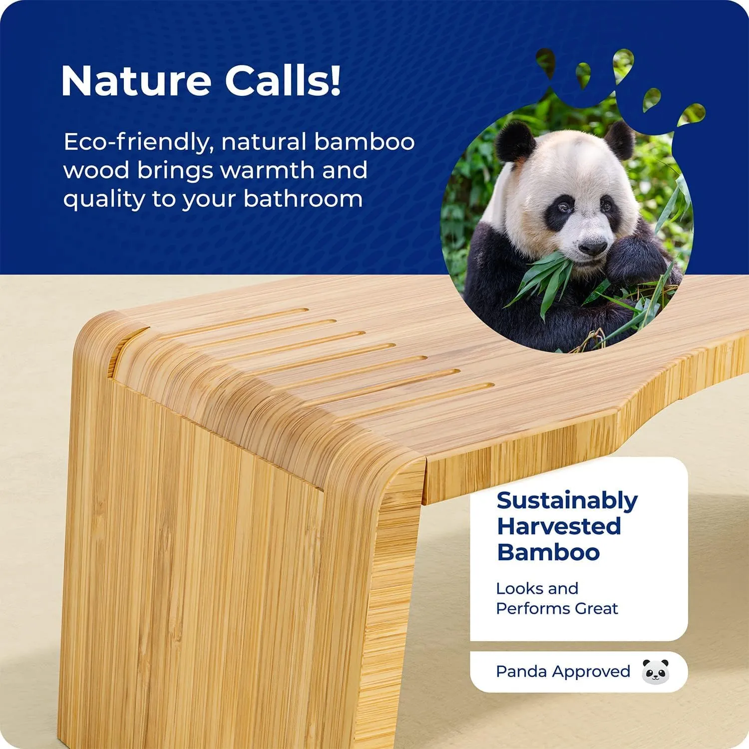 Squatty Potty Oslo Folding Bamboo Toilet Stool – 7 Inches, Collapsible Bathroom Stool for Kids and Adults – Brown, Portable and Space-Saving