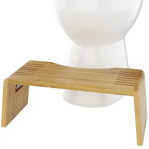 Squatty Potty Oslo Folding Bamboo Toilet Stool – 7 Inches, Collapsible Bathroom Stool for Kids and Adults – Brown, Portable and Space-Saving