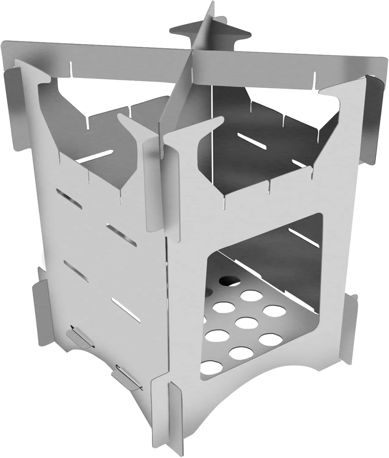 Stainless Steel Mini Folding Camp Stove, Outdoor Pocket Stove for Hiking, Compact and Efficient Wood Burner