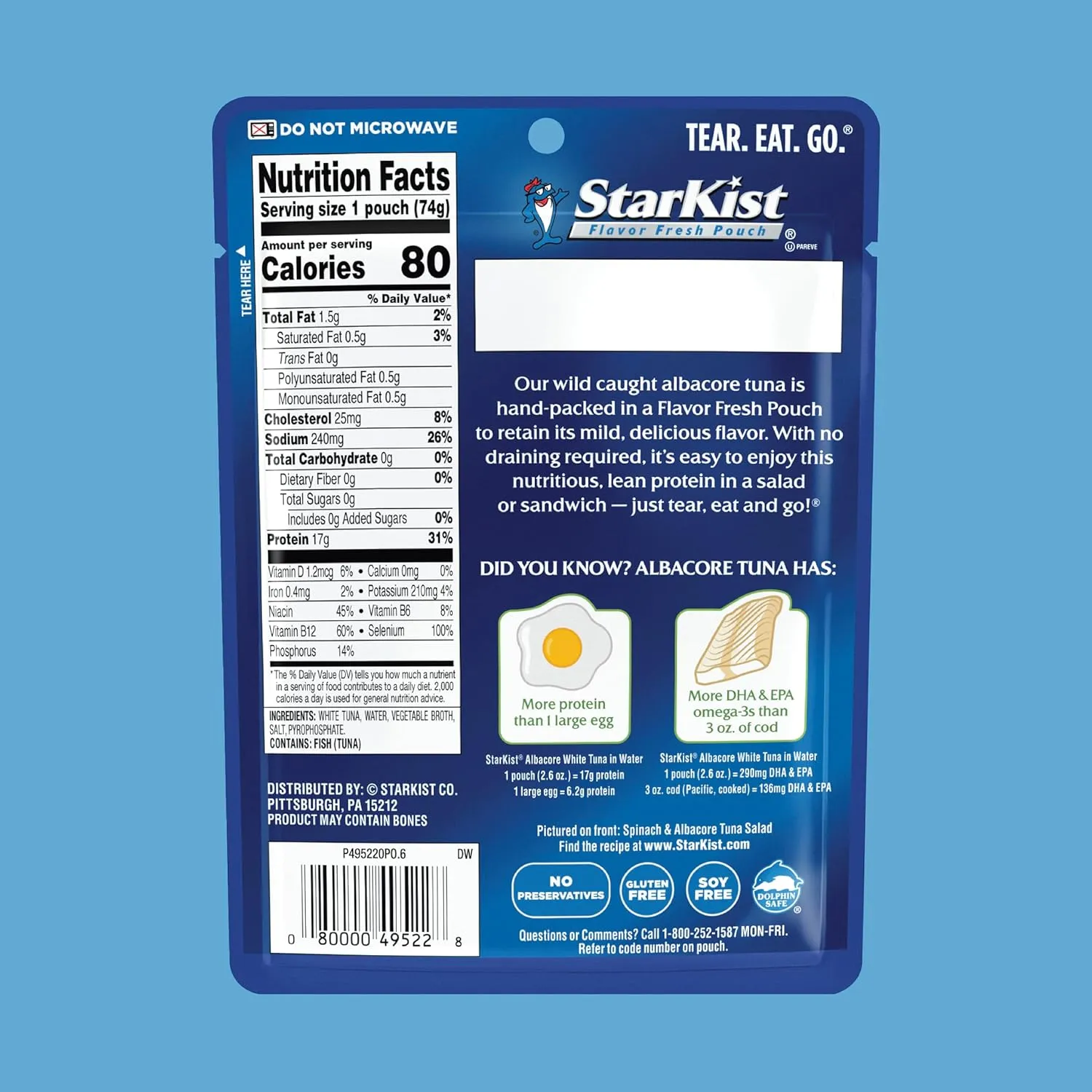 StarKist Albacore White Tuna in Water, 2.6 Oz, Pack of 24
