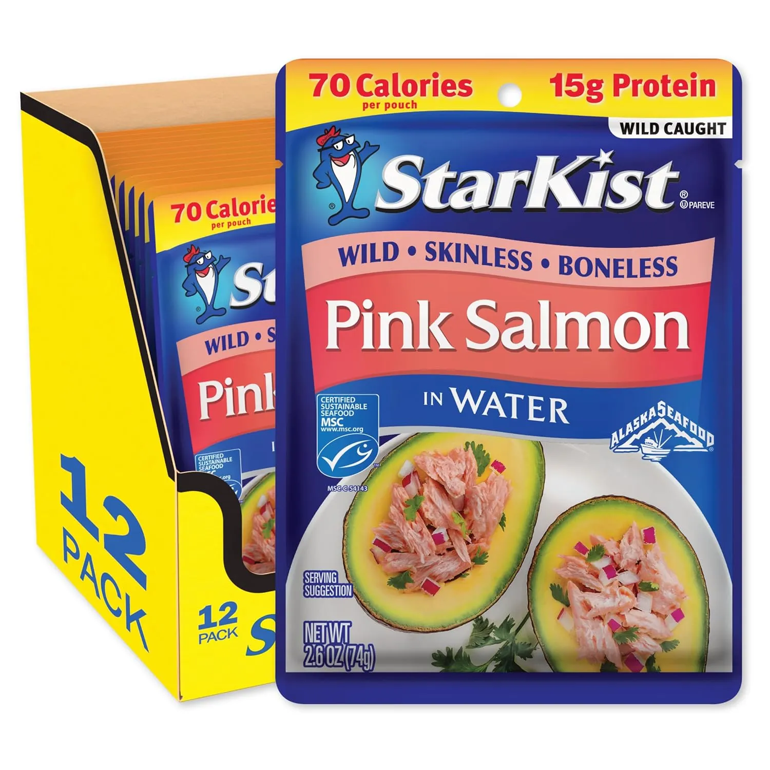 StarKist Wild Pink Salmon - Boneless, Skinless - 2.6 oz Pouch (Pack of 12)