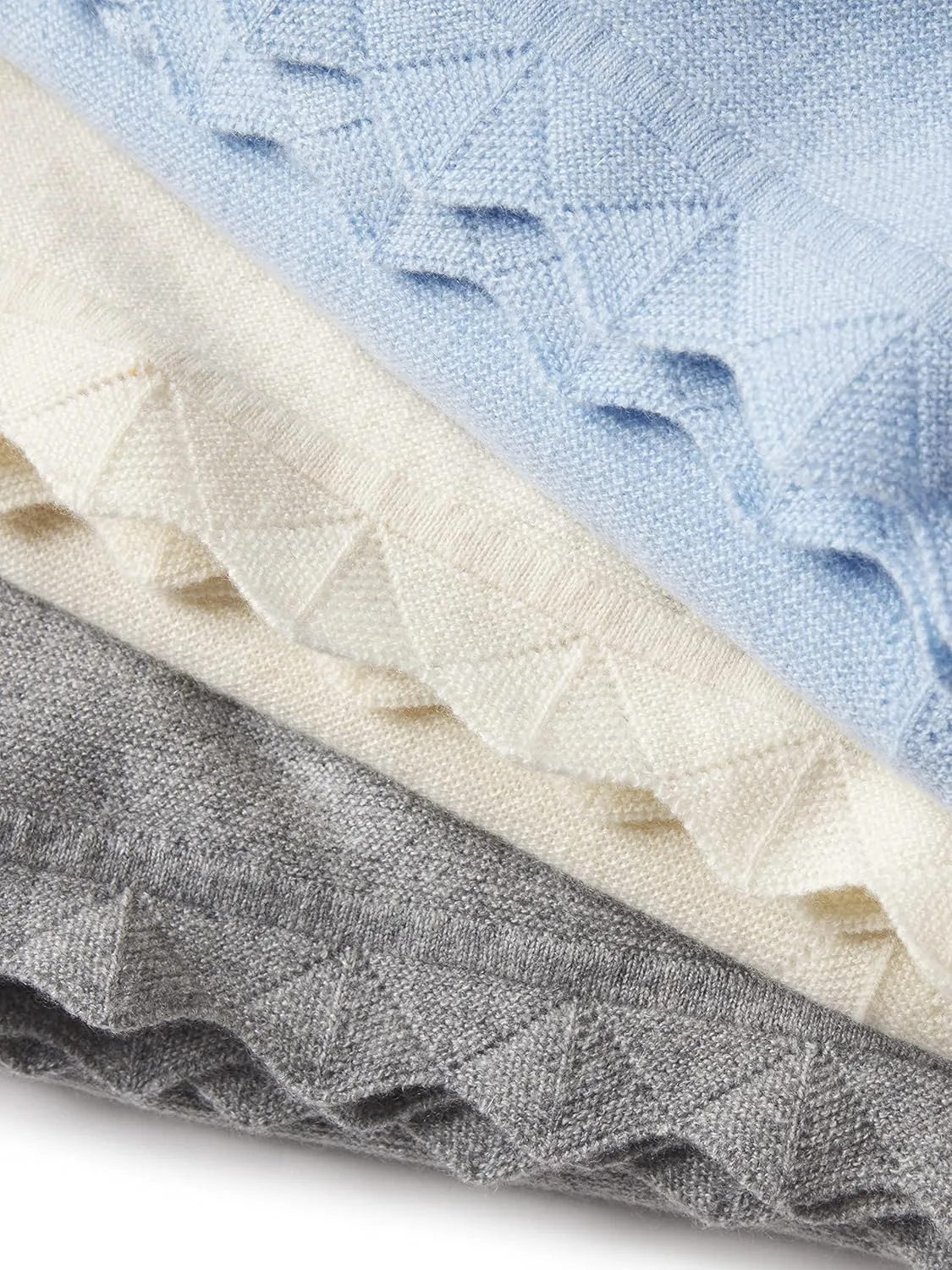 State Cashmere Luxe Scalloped Hem Lightweight Throw Blanket 100% Pure Cashmere Ultra Soft Accent Blanket for Couch, Sofa, & Bed (Undyed White, 40"x30")