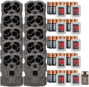 Stealth Cam Browtine 18MP Digital Trail Camera Combo with SD Card and Batteries Bundle with Focus Card Reader (10 Pack)