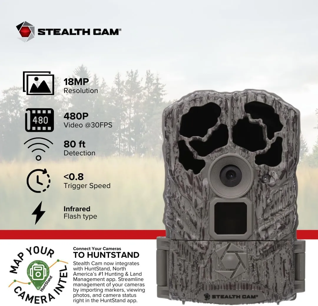 Stealth Cam Browtine 18MP Digital Trail Camera Combo with SD Card and Batteries Bundle with Focus Card Reader (10 Pack)