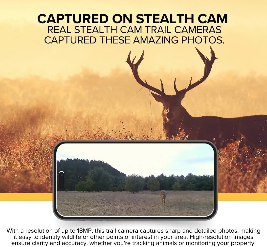 Stealth Cam Browtine 18MP Digital Trail Camera Combo with SD Card and Batteries Bundle with Focus Card Reader (10 Pack)