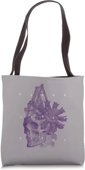 Steampunk Aesthetic Macabra Encyclopedia Mechanical Skull Tote Bag