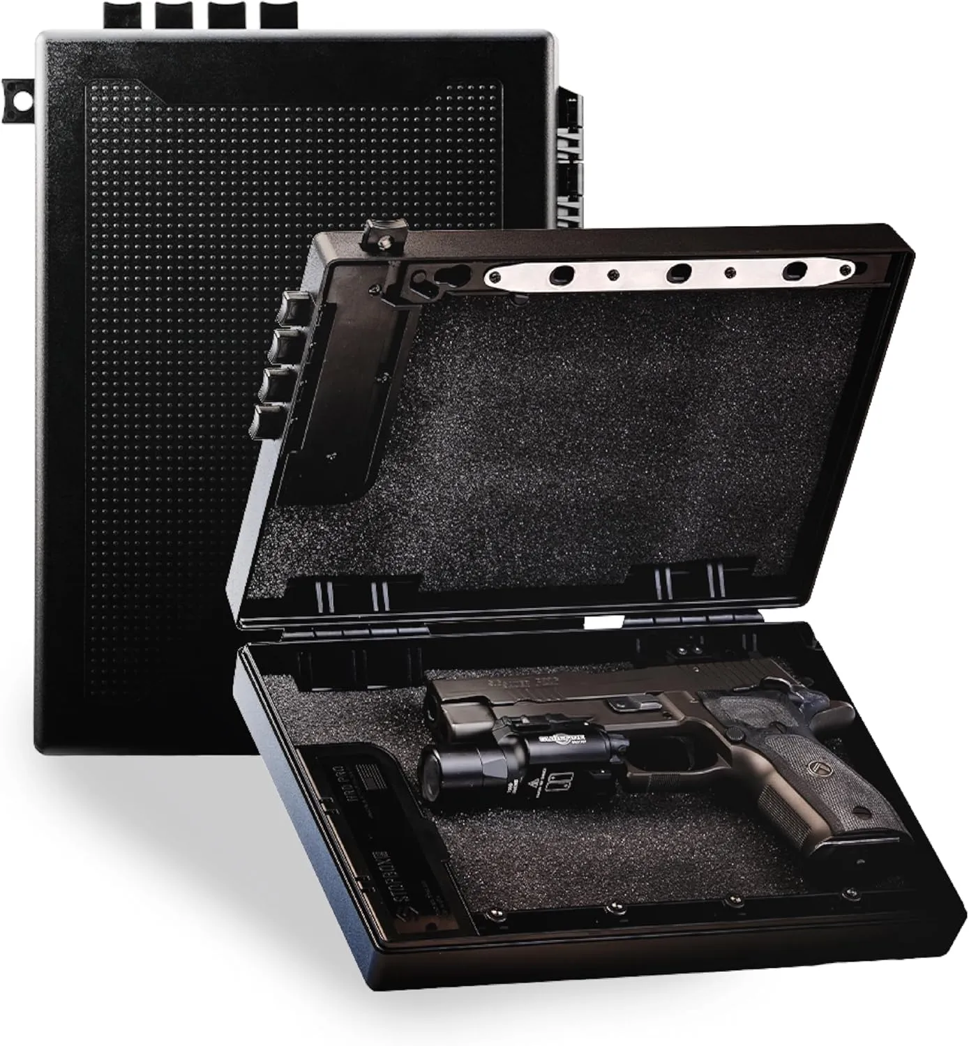 STOPBOX Gun Safe Alternative - Tactical Handgun Storage, Instant Access Portable Gun Case, TSA Compliant Gun Lock Box for Quick Handgun Access | Black - 2PK (Full-Size Only)