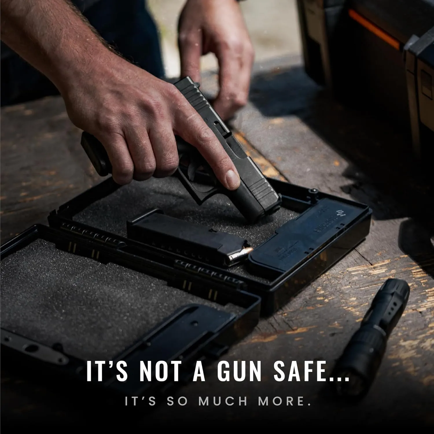 STOPBOX Gun Safe Alternative - Tactical Handgun Storage, Instant Access Portable Gun Case, TSA Compliant Gun Lock Box for Quick Handgun Access | Black - 2PK (Full-Size Only)