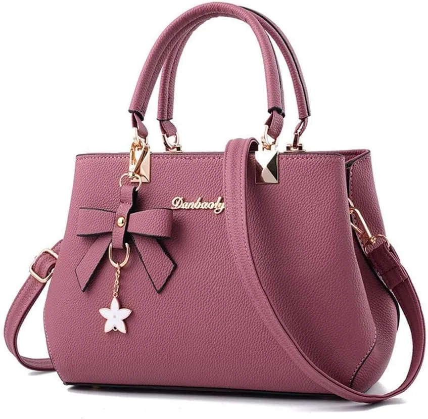 Stylish Women’s PU Leather Top Handle Satchel Handbag with Bow Pendant - Versatile Zipper Tote & Crossbody Bag in Green
