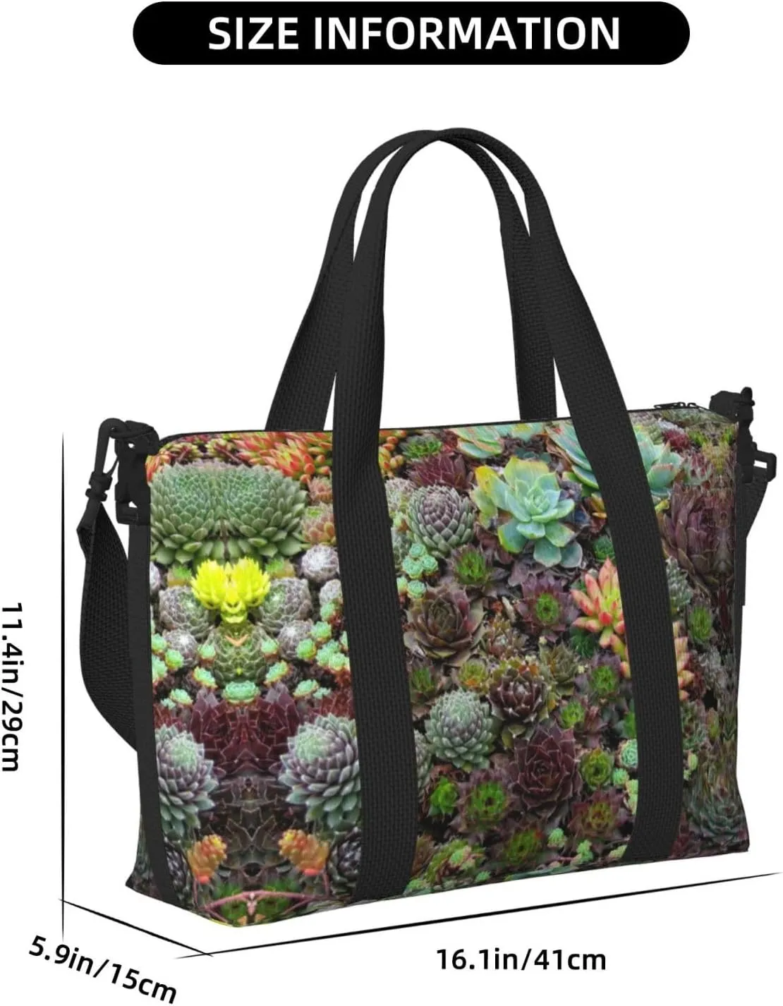Succulent Travel Bags, Weekender Carry On For Women, Sports Gym Bag, Workout Duffel Bag,Overnight