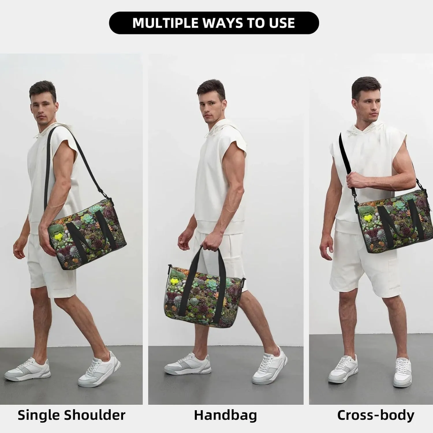 Succulent Travel Bags, Weekender Carry On For Women, Sports Gym Bag, Workout Duffel Bag,Overnight