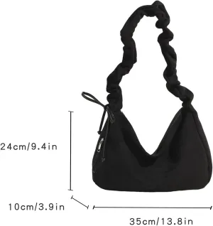 Suede Hobo Handbag for Women, Crescent Multi-Pocket Shoulder Bag for Travel Work Trend
