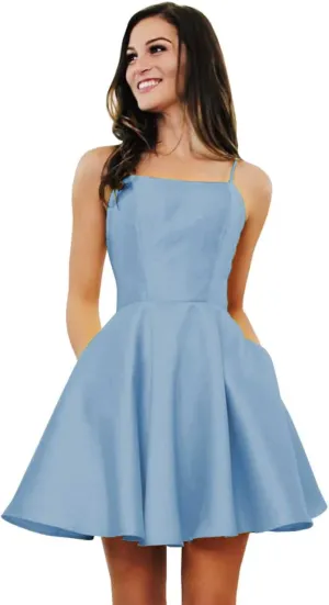 Sukleet Women's Short Homecoming Dresses with Pockets Backless Satin Prom Dress for Teens 2025