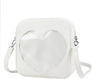 SUKUTU Ita Bag Women's Clear Heart Crossbody Bag Lightweight Kawaii JK Uniform Display Bag