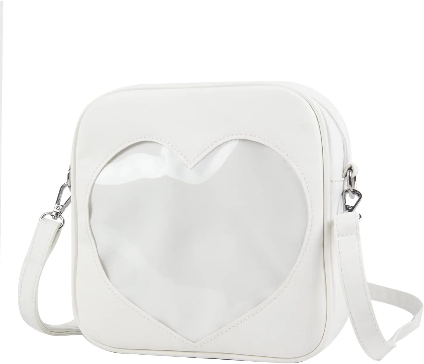 SUKUTU Ita Bag Women's Clear Heart Crossbody Bag Lightweight Kawaii JK Uniform Display Bag