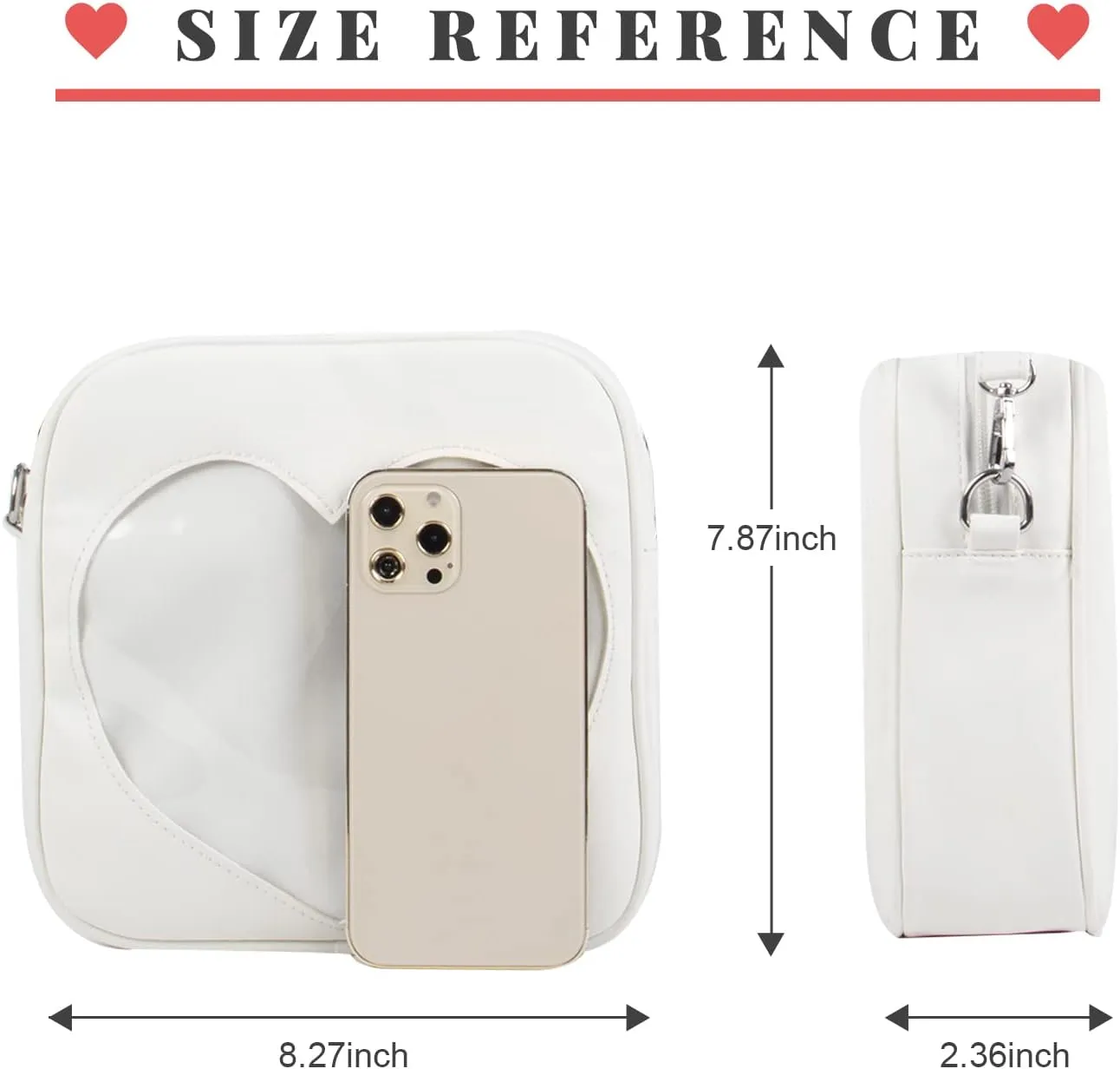SUKUTU Ita Bag Women's Clear Heart Crossbody Bag Lightweight Kawaii JK Uniform Display Bag
