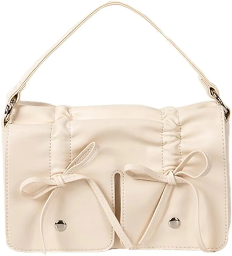 Summer Bow Crossbody Bag for Women – Cute Ruffled Handbag, Sweet & Elegant Small Purse with Adjustable Strap