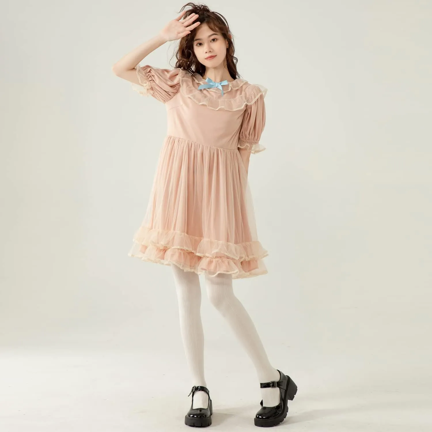 Summer Japanese Lolita Lace Dress Teen Girls Soft Cute Ruffles A-Line Princess Party Dresses