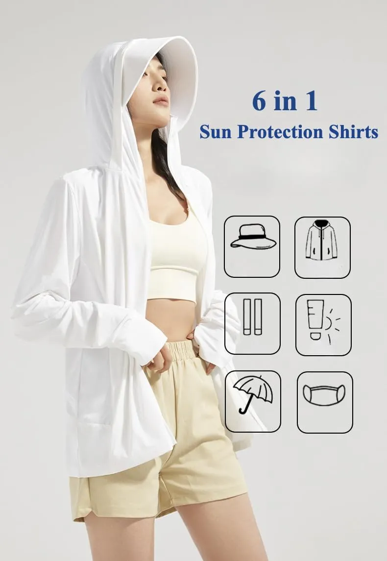 Sun Protection Clothing Women with Face Cover UPF 50  UV Protection Sun Shirts Zip Up Lightweight Cool Jackets