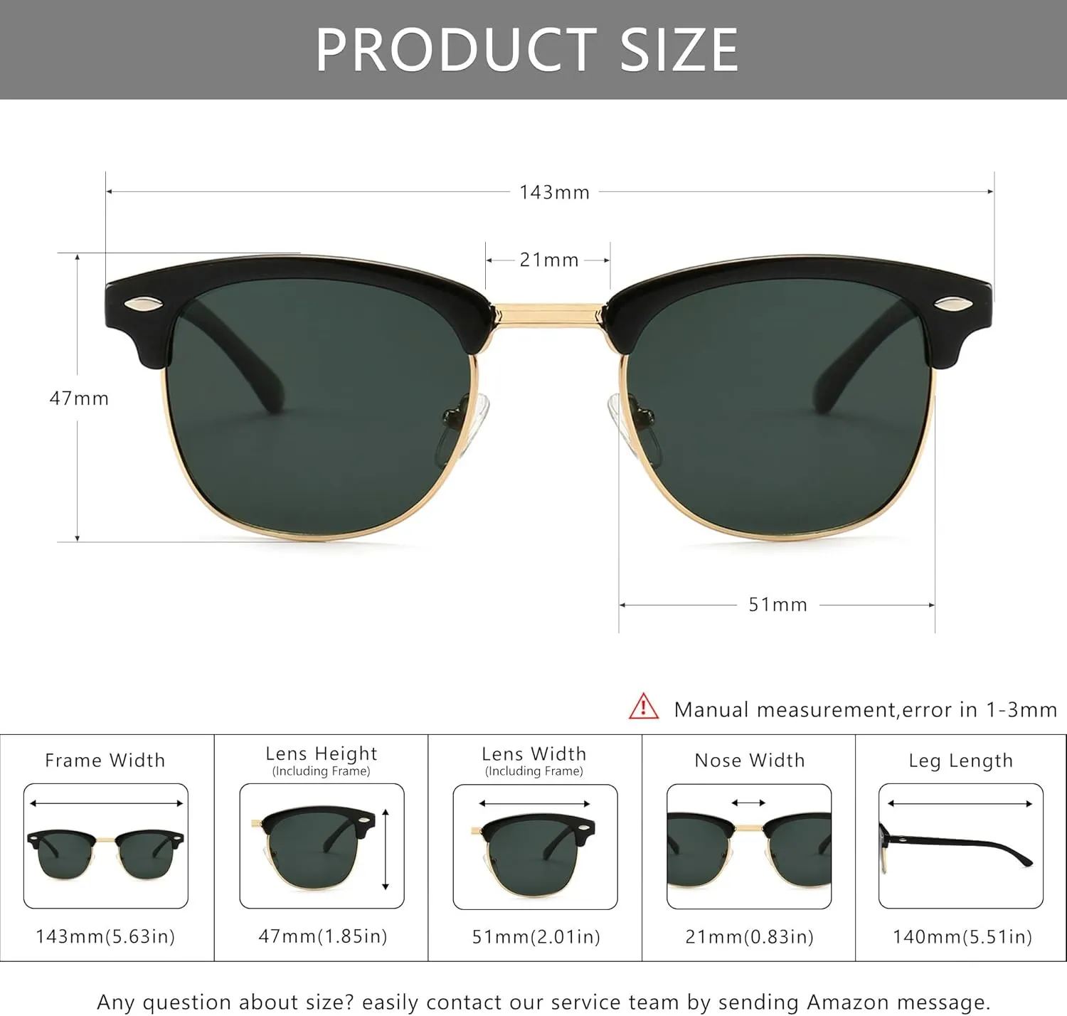 SUNGAIT Polarized Sunglasses for Men and Women, Classic Half-Frame Retro Shades for Driving, Travel, and Outdoor Activities