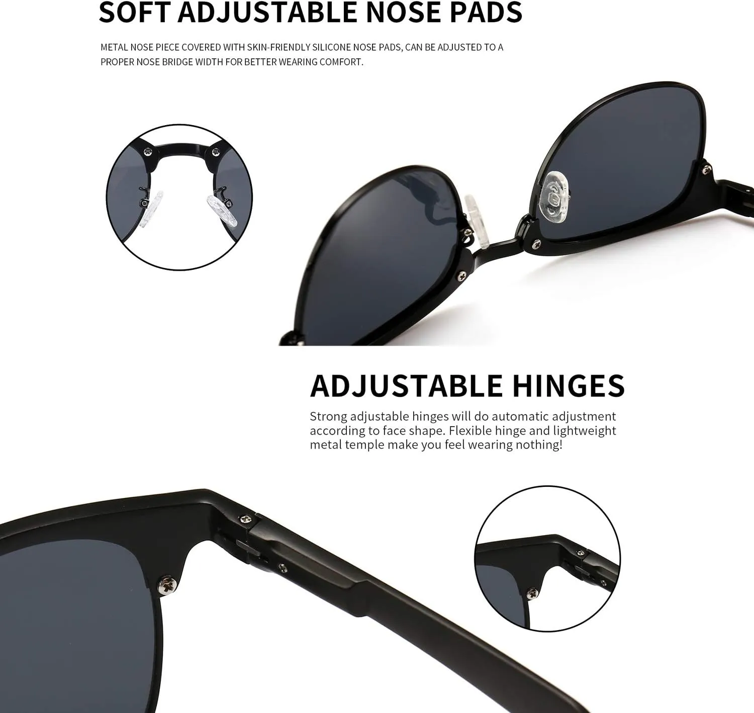 SUNGAIT Polarized Sunglasses for Men and Women, Classic Half-Frame Retro Shades for Driving, Travel, and Outdoor Activities