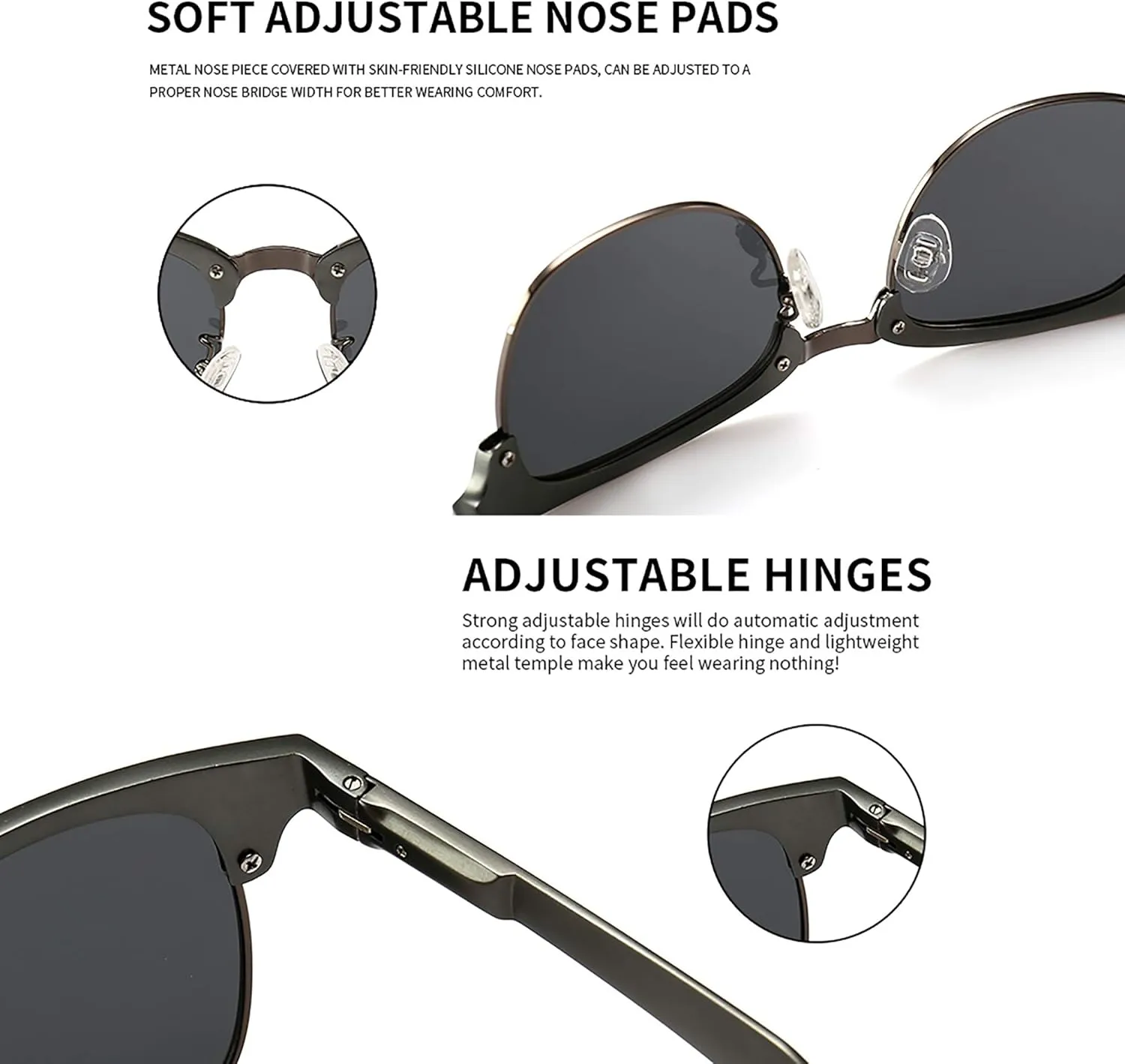 SUNGAIT Polarized Sunglasses for Men and Women, Classic Half-Frame Retro Shades for Driving, Travel, and Outdoor Activities