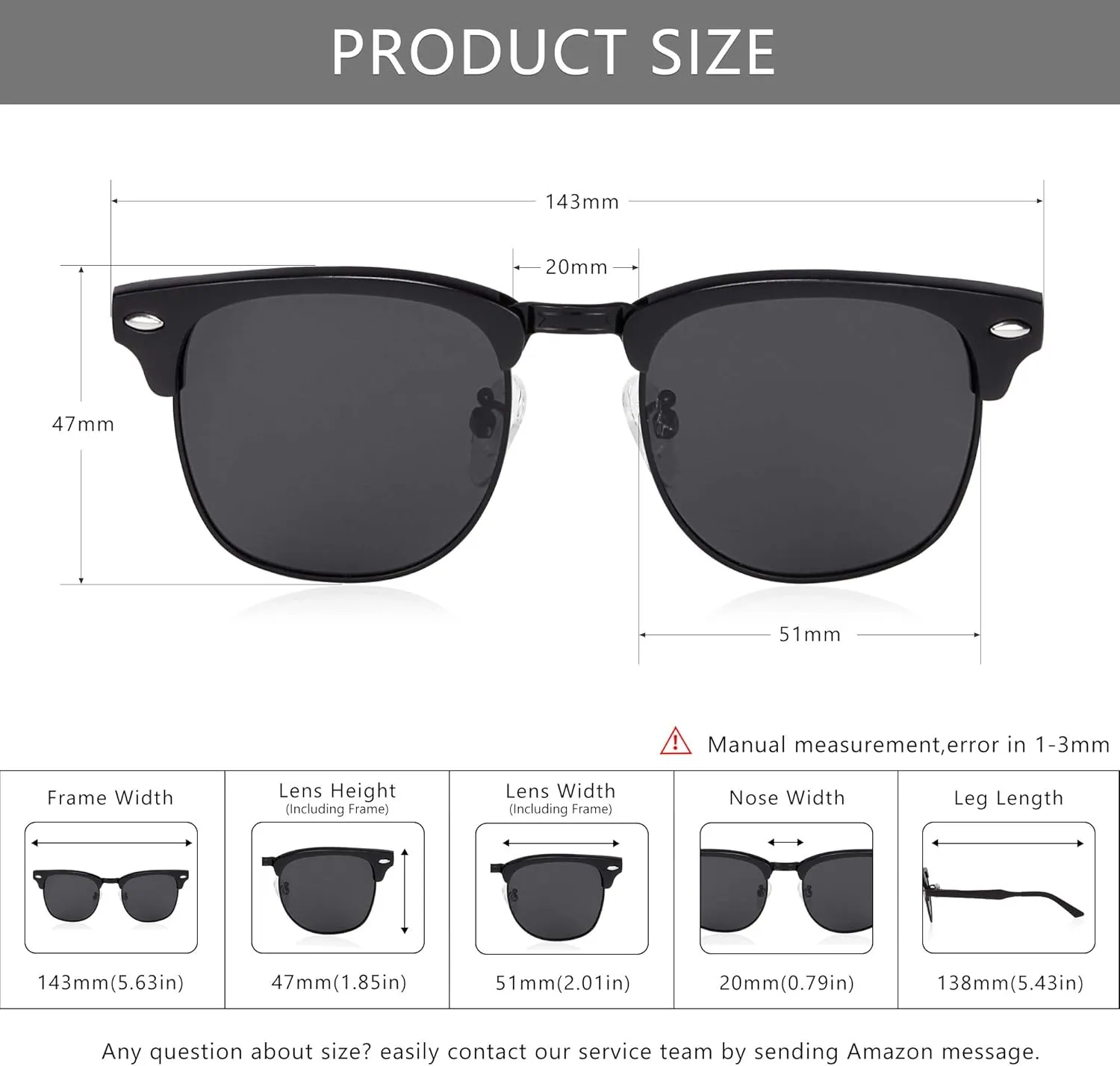 SUNGAIT Polarized Sunglasses for Men and Women, Classic Half-Frame Retro Shades for Driving, Travel, and Outdoor Activities