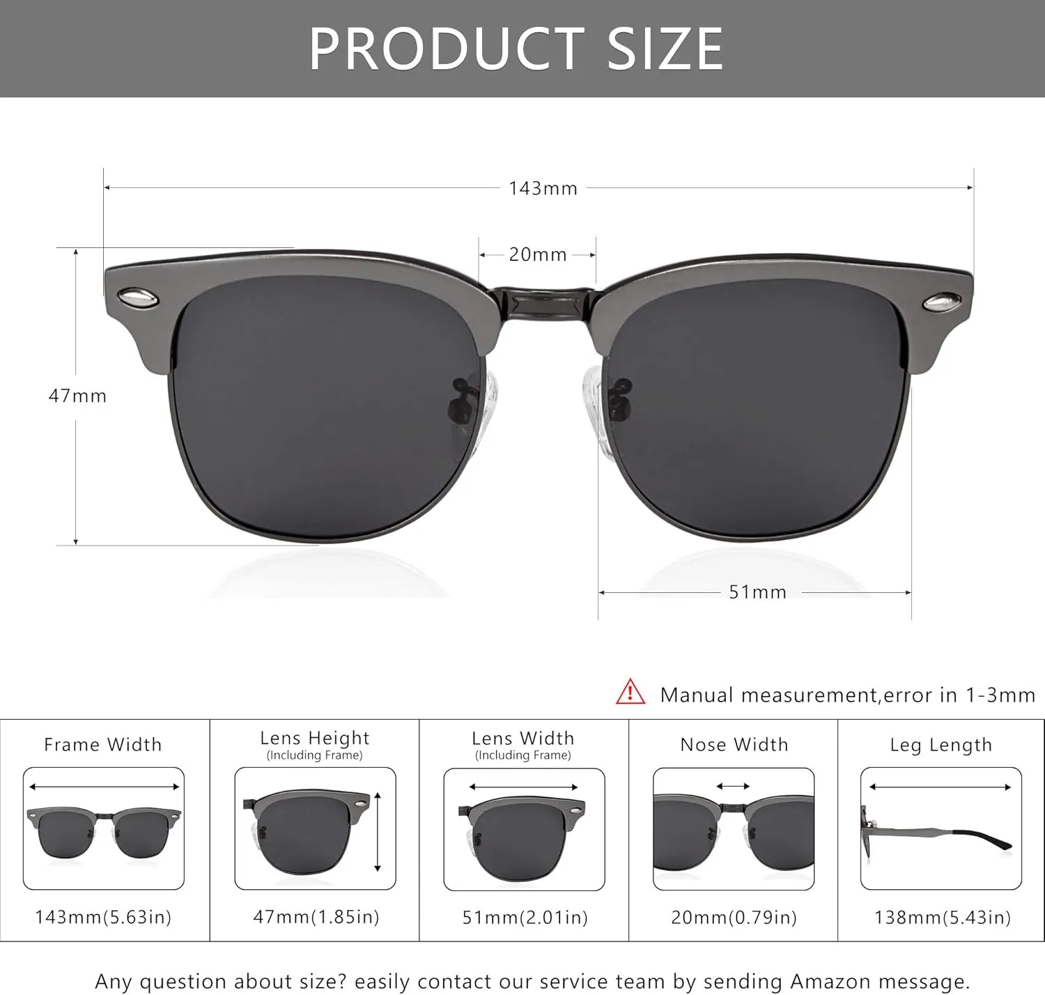 SUNGAIT Polarized Sunglasses for Men and Women, Classic Half-Frame Retro Shades for Driving, Travel, and Outdoor Activities