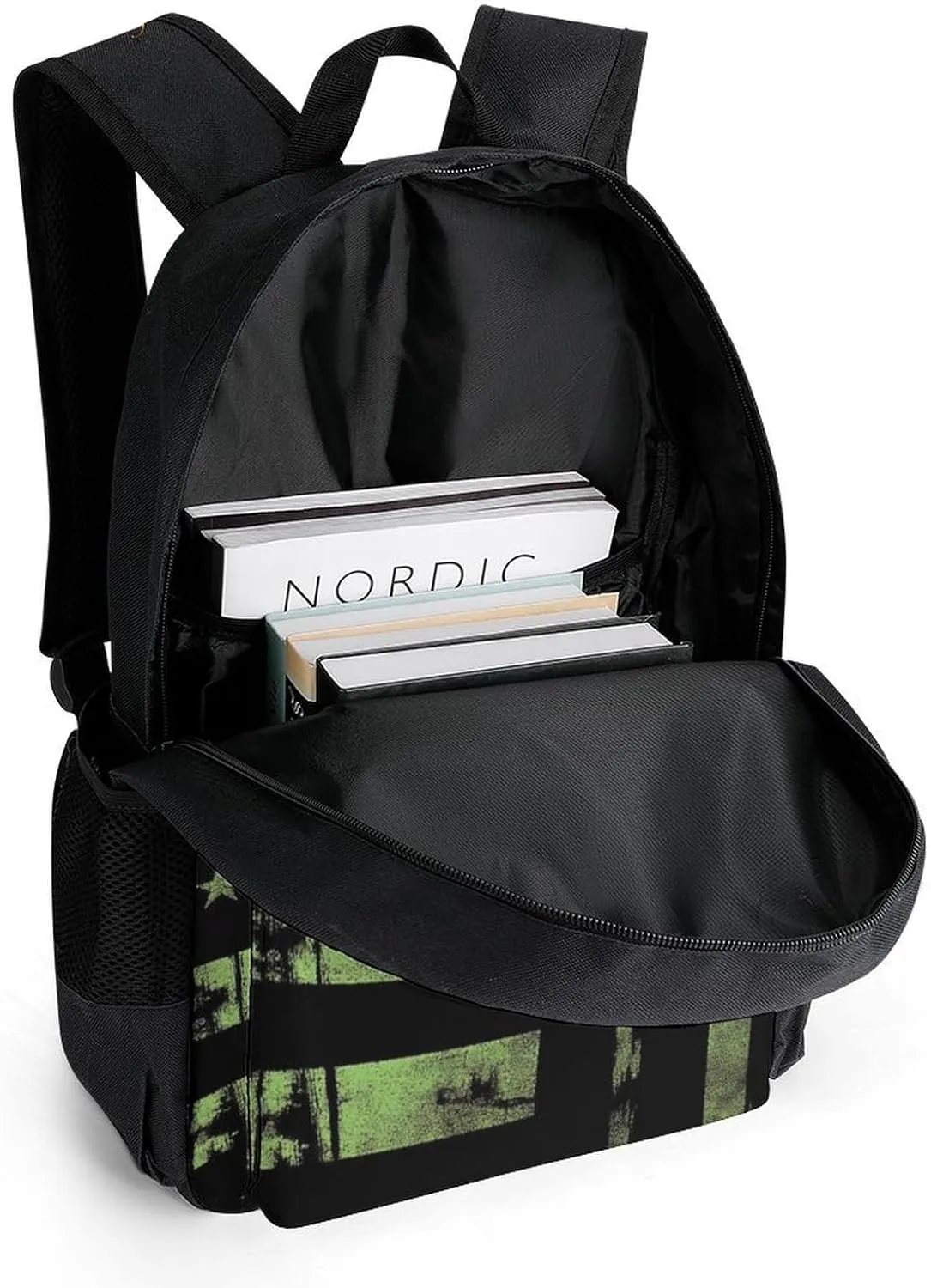 Supdreamc Men Women Lightweight American Usa Flag Marijuanaweed Leaf Painting Backpack Large Capacity Bookbag With Smooth Zippers for Gym Business Running