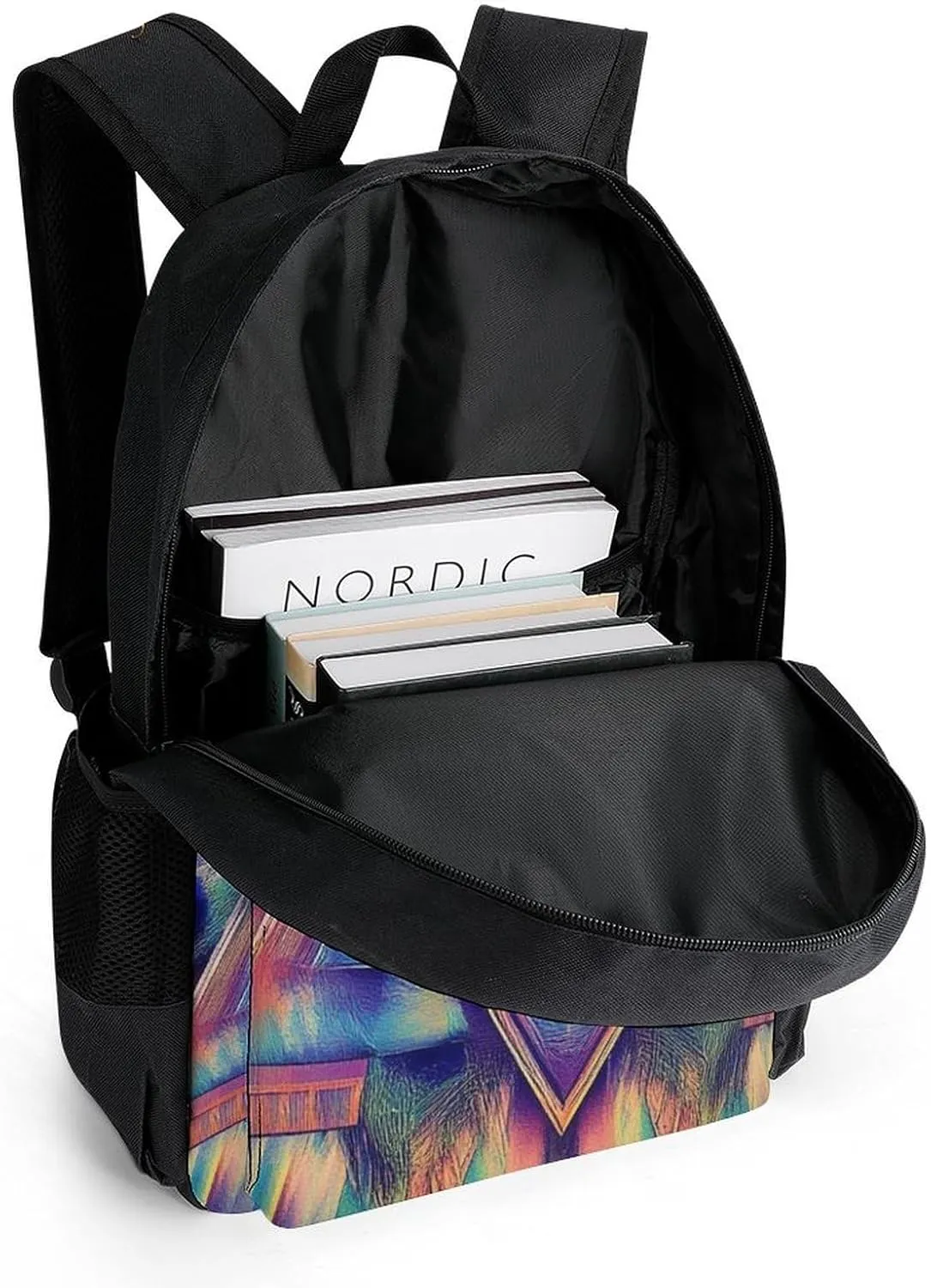 Supdreamc Men Women Polyester Colorful Tattoo Trippy Acid Eye Daypack Big Capacity Shoulder Bag With Smooth Zippers for Hiking Work Walking Cycling