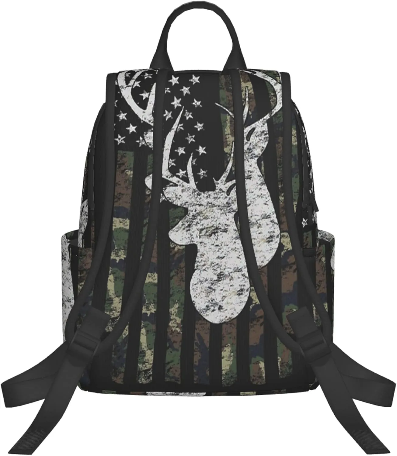 SWEET TANG Backpack Deer Camo Camouflage American Flag Hunting Bookbag
