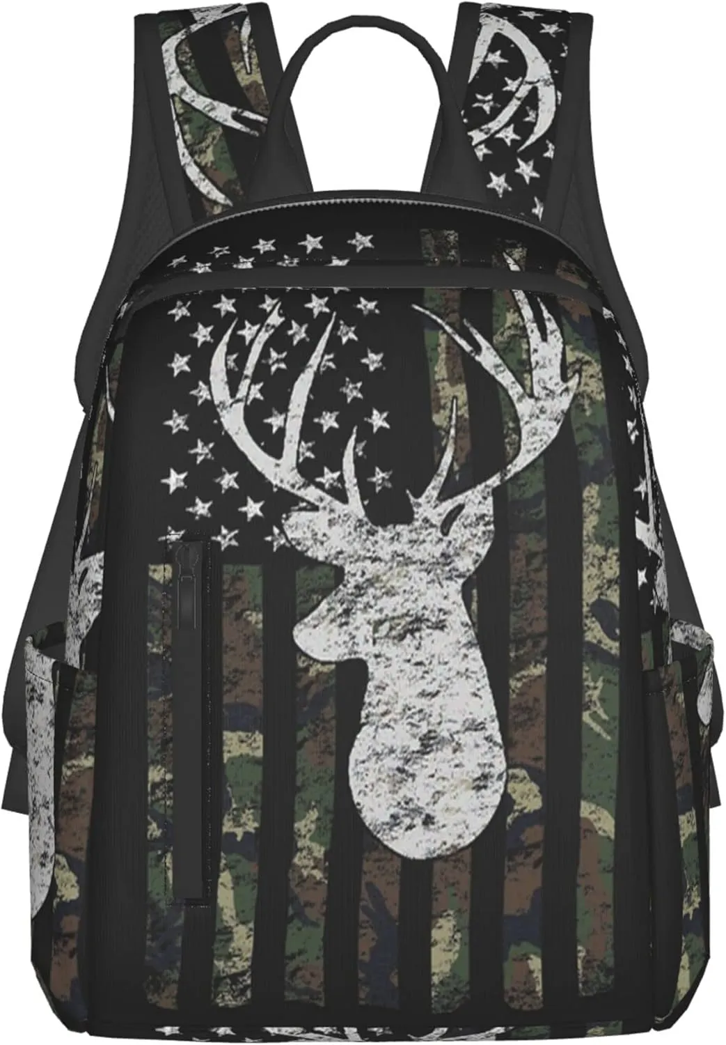 SWEET TANG Backpack Deer Camo Camouflage American Flag Hunting Bookbag