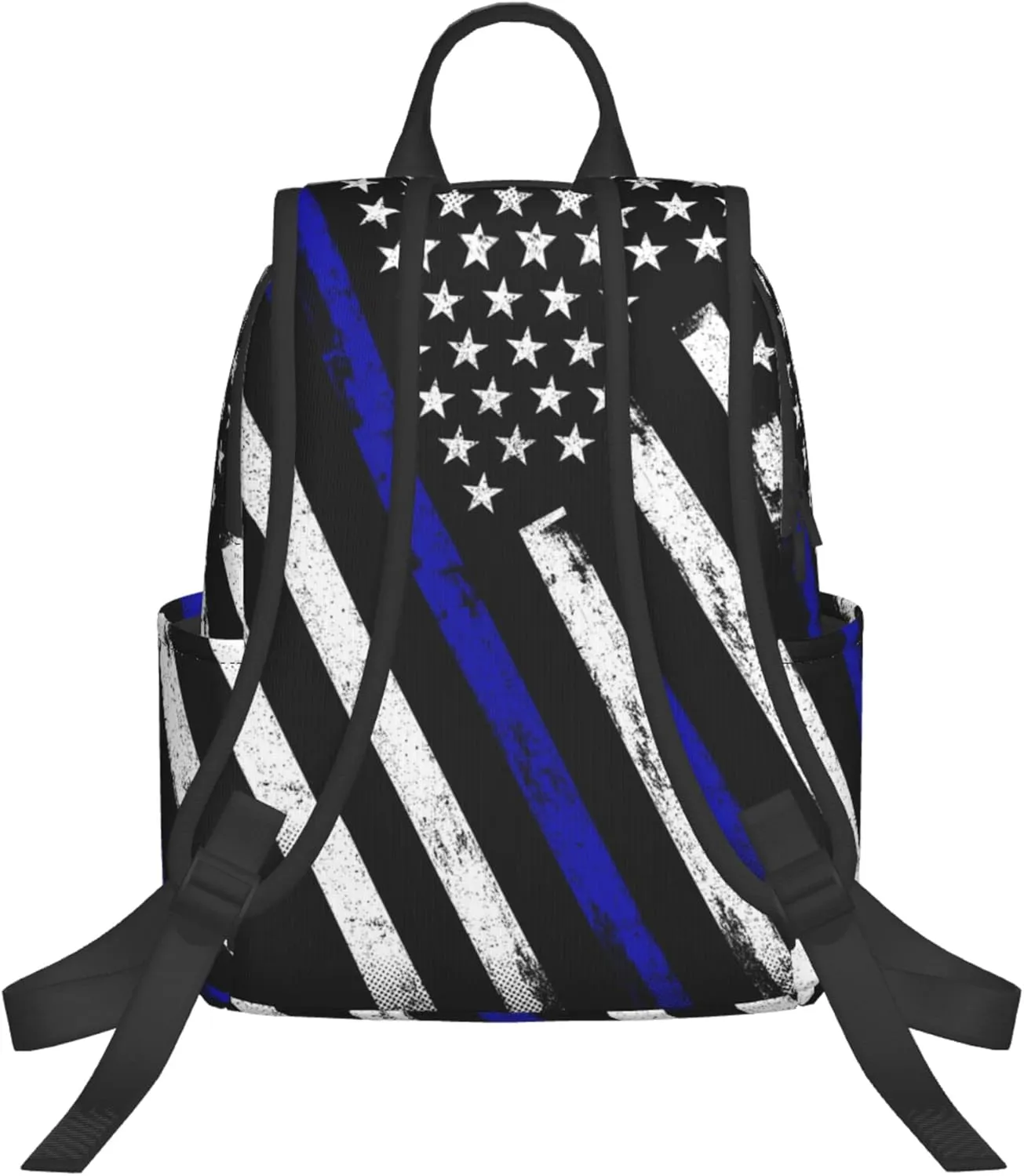 SWEET TANG Backpack for American Thin Blue Line Flag Police pattern black Bookbag