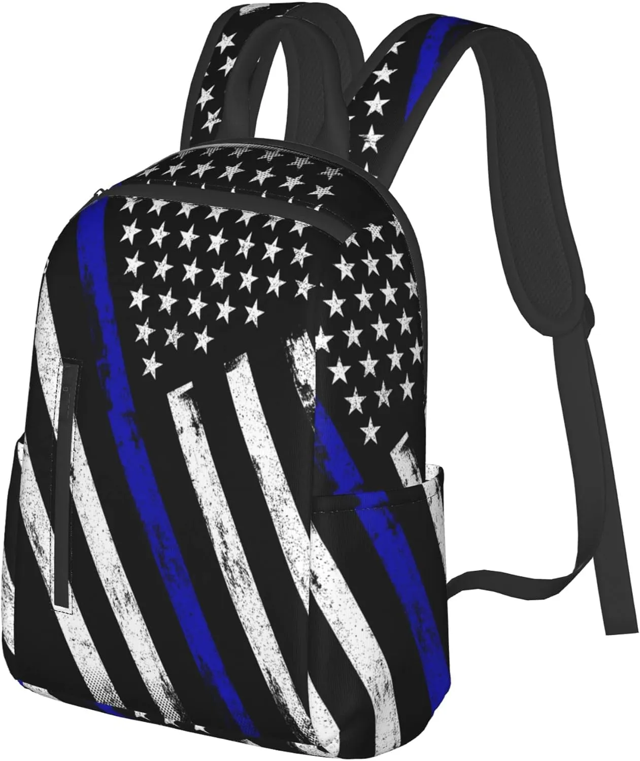 SWEET TANG Backpack for American Thin Blue Line Flag Police pattern black Bookbag