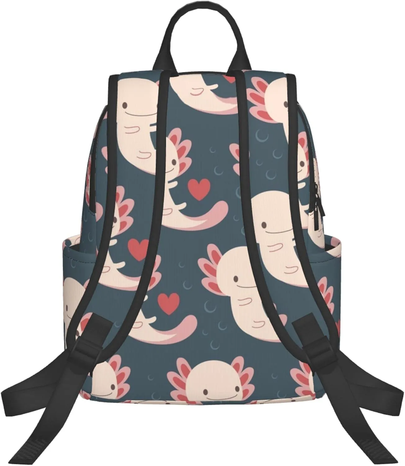SWEET TANG Backpack Lightweight Bookbag Casual Sackpack (Axolotls Hearts And Bubbles)