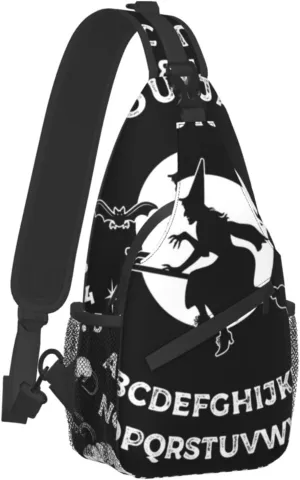 SWEET TANG Chest Bag for Men Women Board With Witch On Broomstick Occultism Sling Shoulder Backpack Large Capacity Crossbody Adjustable Strap